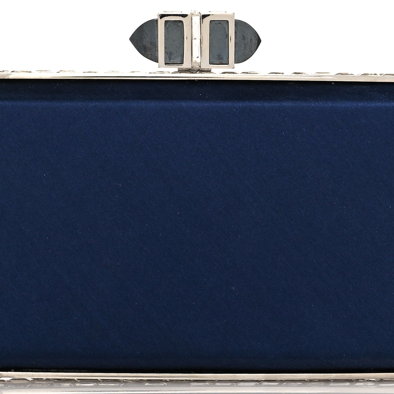 Judith Leiber Satin Crystal Frame Coffered Evening Clutch Navy 8 of 10