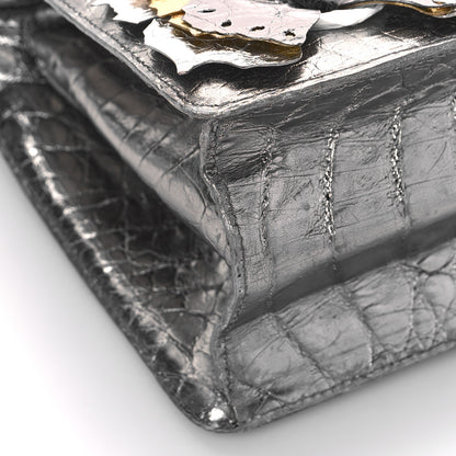 Nancy Gonzalez Metallic Crocodile Butterfly Bag Anthracite 8 of 9