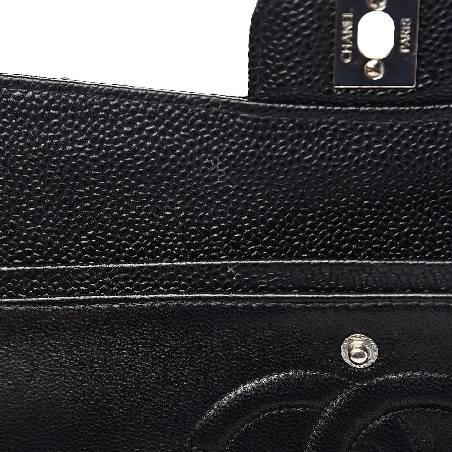 Caviar Quilted Medium Double Flap Black