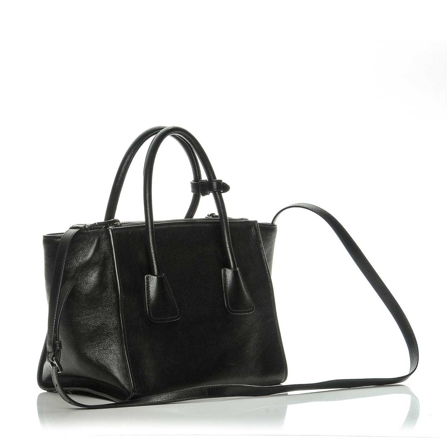 Glace Calf Twin Pocket Tote Nero Black