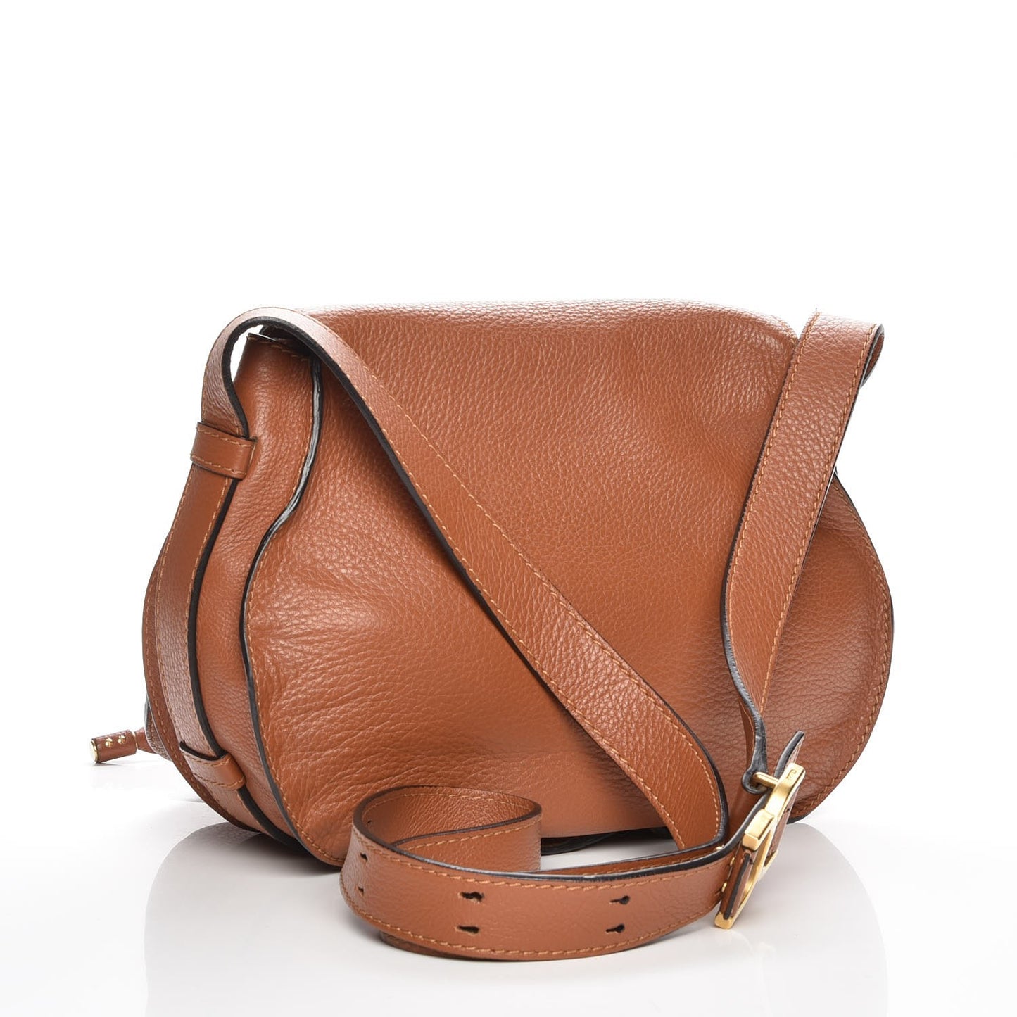 Calfskin Medium Marcie Round Crossbody Bag Tan