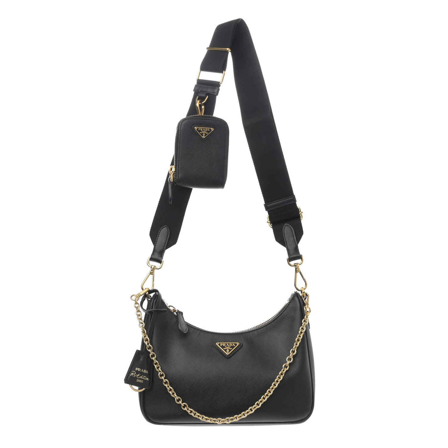 Prada Saffiano Lux Re-Edition 2005 Shoulder Bag Black 1 of 12