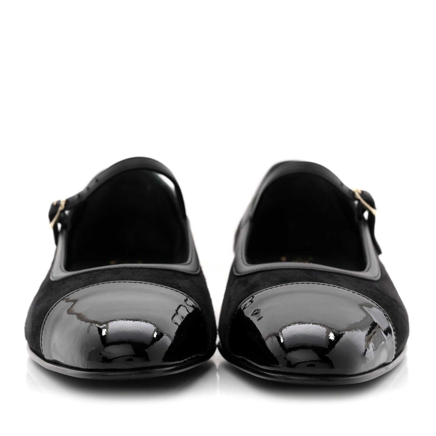 Chanel Suede Kidskin Lambskin Patent Calfskin Crystal CC Cap Toe Flats 40 Black 3 of 10