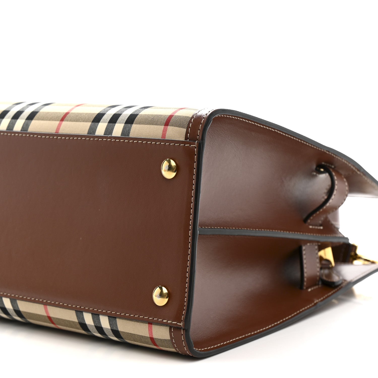 Burberry Calfskin Vintage Check Two Handle Title Bag  Archive Beige 11 of 12
