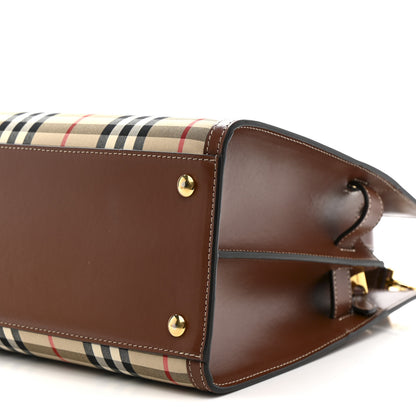 Burberry Calfskin Vintage Check Two Handle Title Bag  Archive Beige 11 of 12