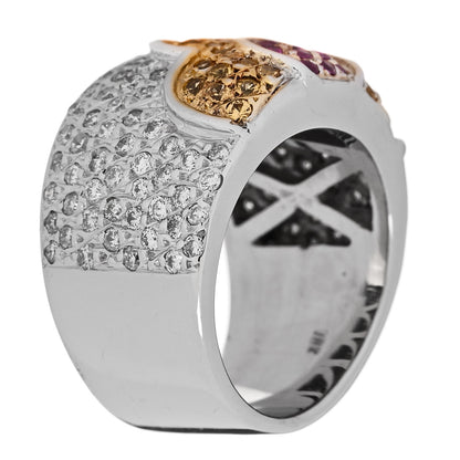 Parker & West by FASHIONPHILE 18K White Gold Diamond .85ctw Pink Yellow Sapphire Floral Ring 53 6.25 6 of 8