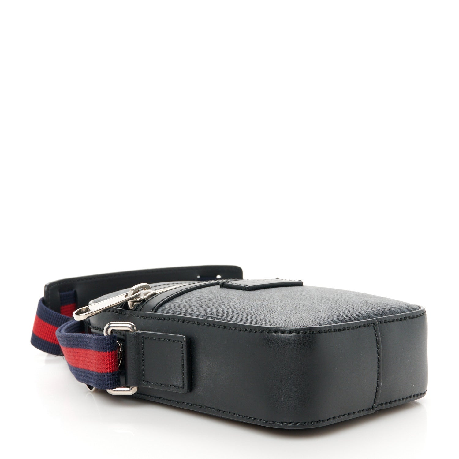 Gucci GG Supreme Monogram Appia Calfskin Web Small Camera Messenger Bag Black Grey 4 of 12