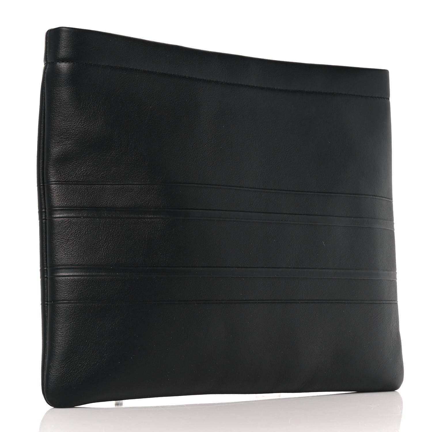 Christian Dior Calfskin Embossed Logo Zip Clutch Black 3 of 9