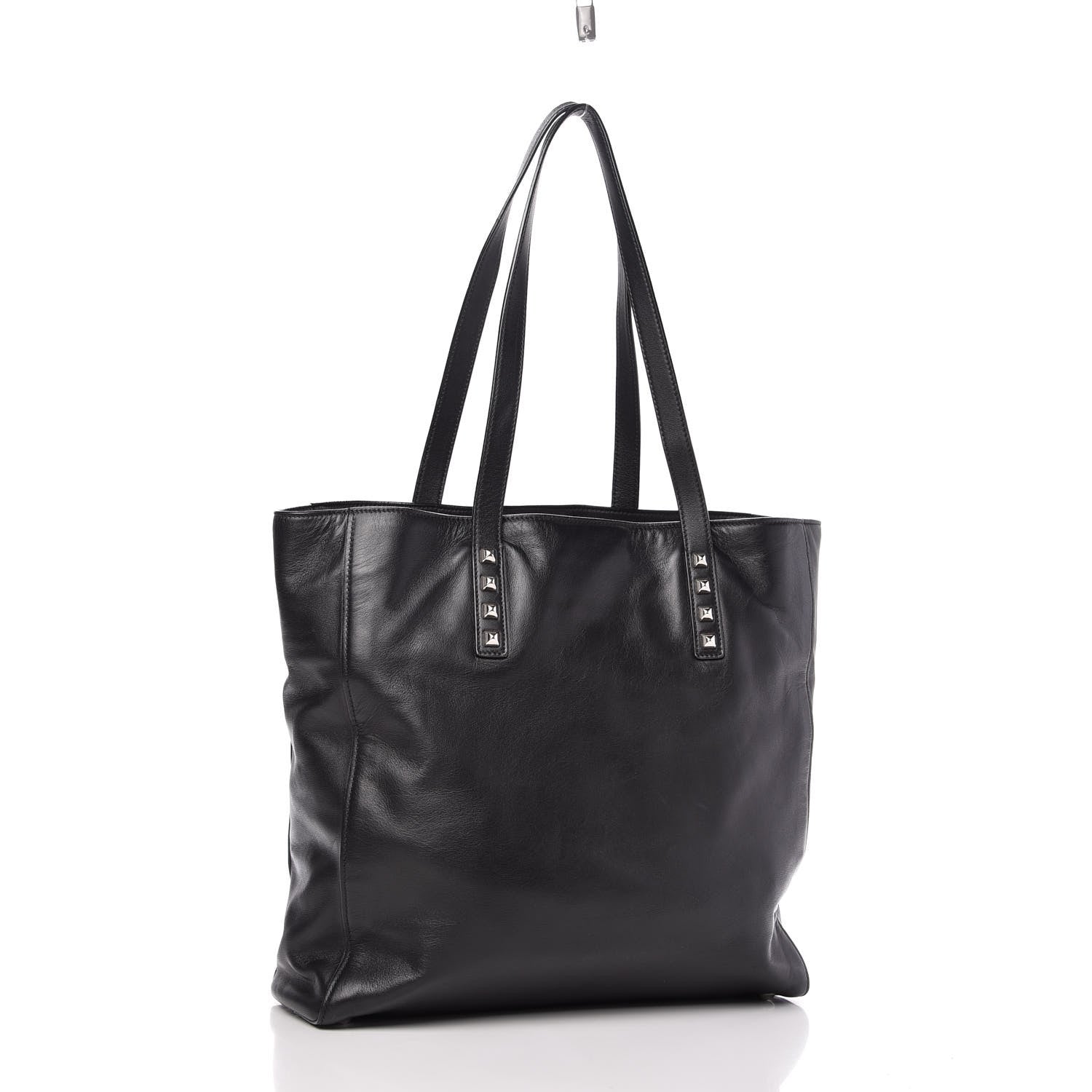 Miu Miu Soft Calf Studded Shopping Tote Black 3 of 10
