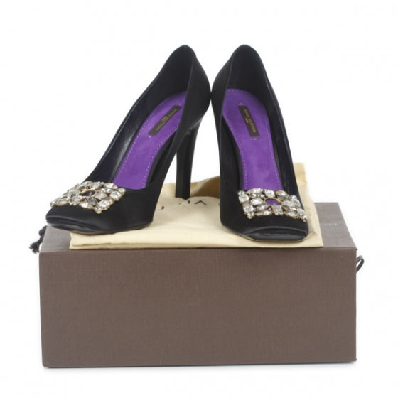 Louis Vuitton Satin Swarovski Crystal Heels 39.5 Black 10 of 10