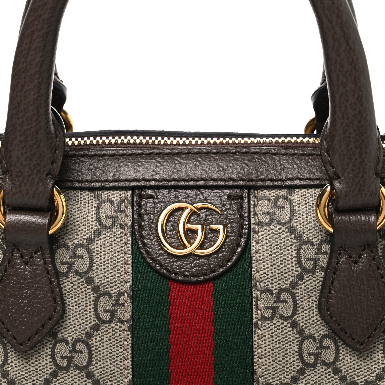 Gucci GG Supreme Monogram Web Small Ophidia Top Handle Bag Beige