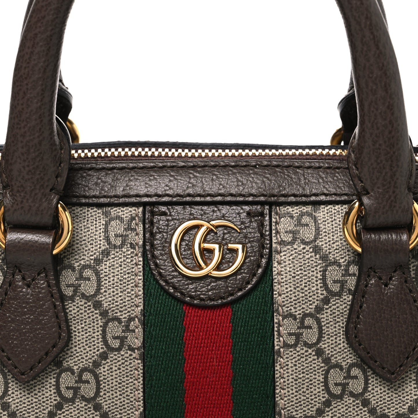 GG Supreme Monogram Web Small Ophidia Top Handle Bag Beige Ebony