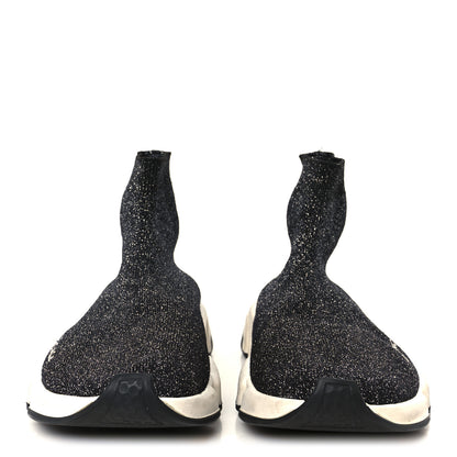 Balenciaga Knit Metal Womens Speed Sneakers 38 Black Silver 3 of 9