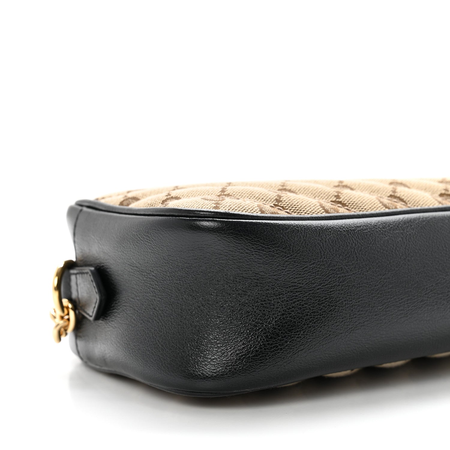 Gucci Monogram Matelasse Diagonal Small GG Marmont Chain Shoulder Bag Beige Black 7 of 9