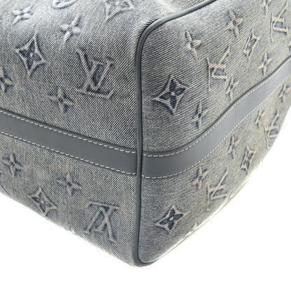 Louis Vuitton Monogram Washed Denim Keepall Bandouliere 50 Blue 9 of 9