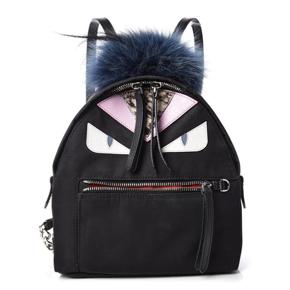 Fendi Nylon Vitello Fox Goat Fur Monster Eyes Mini Backpack Black Multicolor Sky 1 of 17