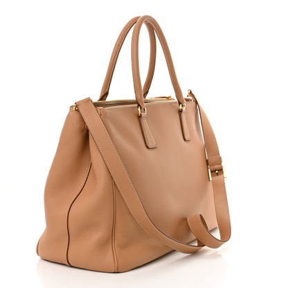 Prada Soft Grain Calfskin Extra Large Galleria Double Zip Tote Natural 2 of 10
