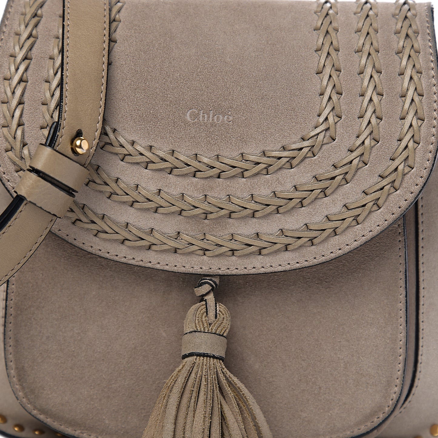 Suede Braided Small Hudson Shoulder Bag Motty Grey