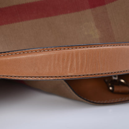 Burberry Canvas Mega Check Medium Ashby Hobo Saddle Brown 10 of 10