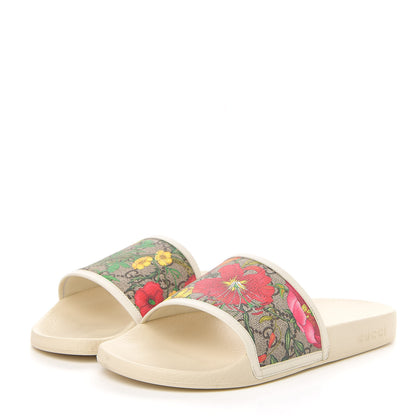 Gucci GG Supreme Monogram Flora Pursuit Slide Sandals 40 White 3 of 9