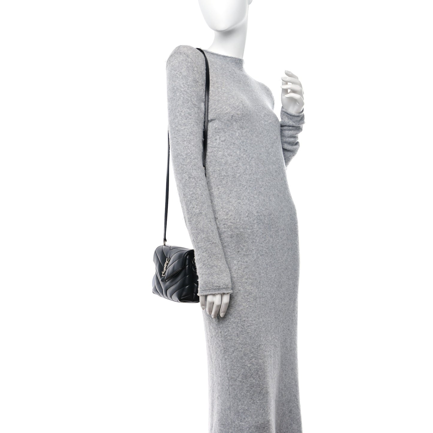 Calfskin Y Quilted Monogram Toy Loulou Crossbody Bag Black