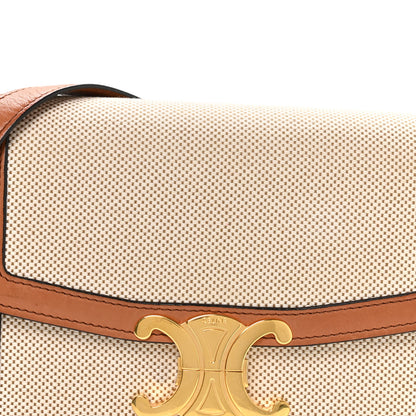 Celine Textile Natural Calfskin Teen Triomphe White Tan 9 of 11