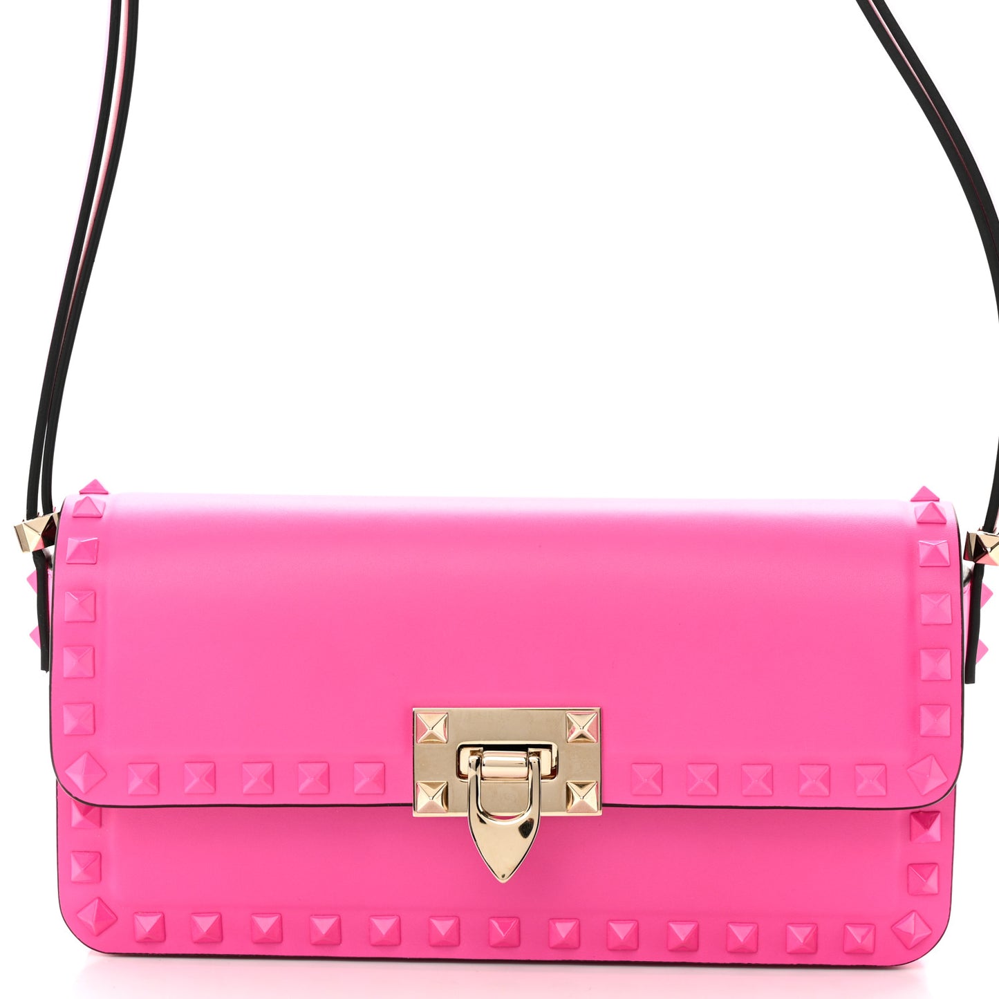 Smooth Calfskin Enamel Tonal E/W Rockstud23 Shoulder Bag Pink PP