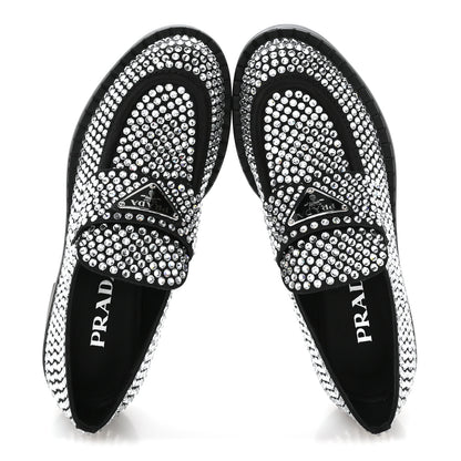 Prada Satin Crystal Metal Triangle Logo 50mm Loafers 36.5 Cristal 2 of 9