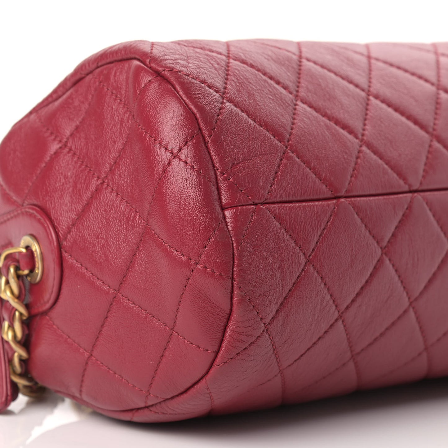 Shiny Lambskin Quilted Fashion Therapy Bowling Bag Red