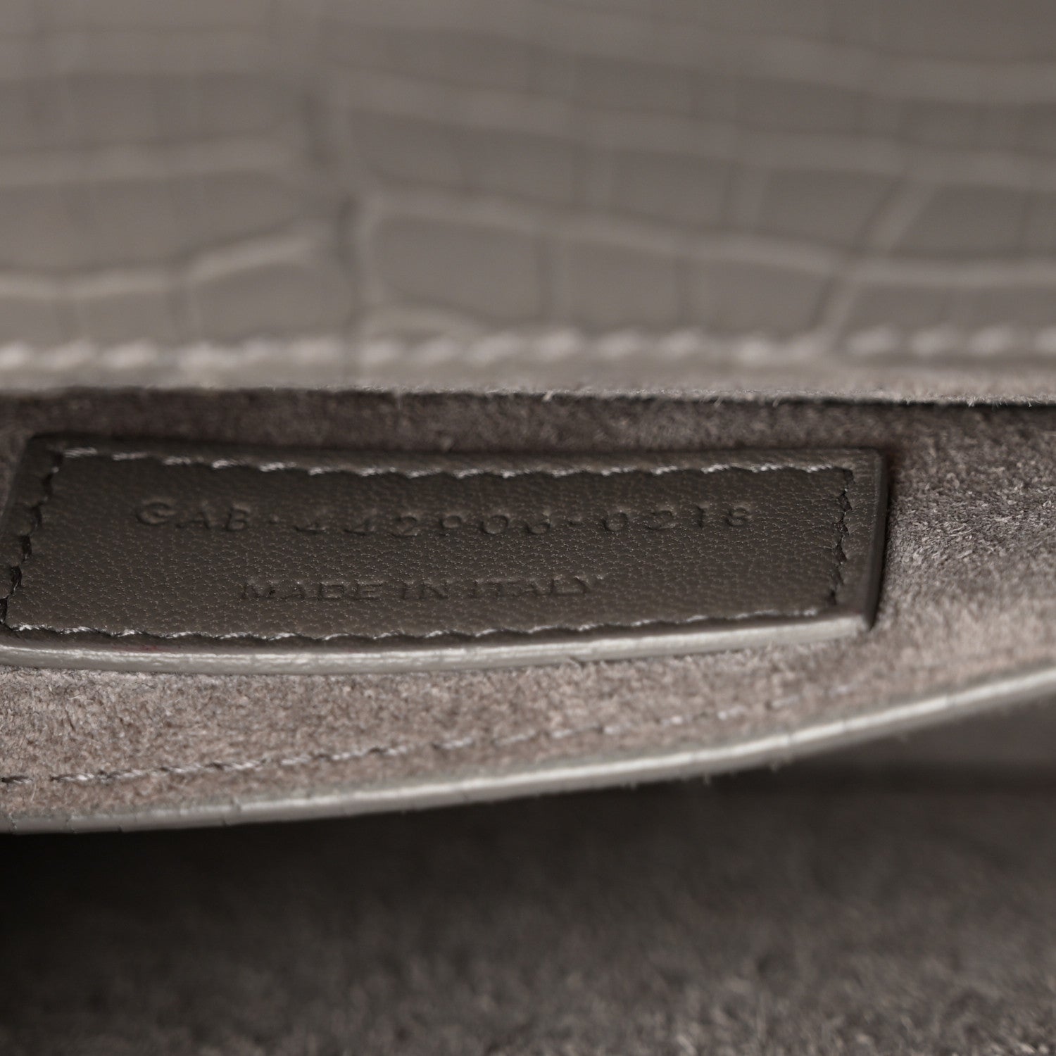 Saint Laurent Calfskin Crocodile Embossed Medium Monogram Sunset Fog 7 of 12