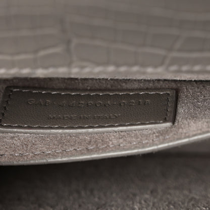 Saint Laurent Calfskin Crocodile Embossed Medium Monogram Sunset Fog 7 of 12
