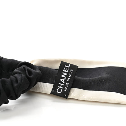 Chanel Silk Hair Tie Black Ivory 3 of 3