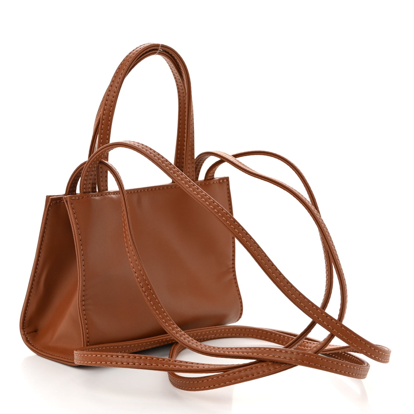 Vegan Leather Small Shopping Bag Tan