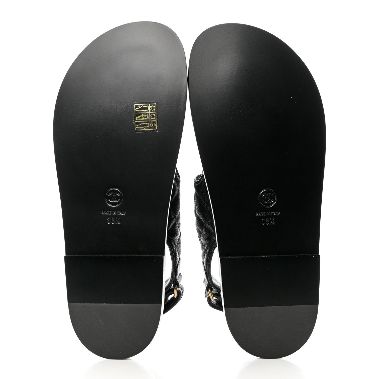 Chanel Grained Calfskin Velcro Dad Sandals 38.5 Black 5 of 9