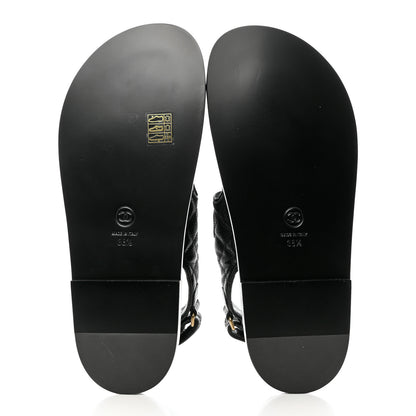 Chanel Grained Calfskin Velcro Dad Sandals 38.5 Black 5 of 9