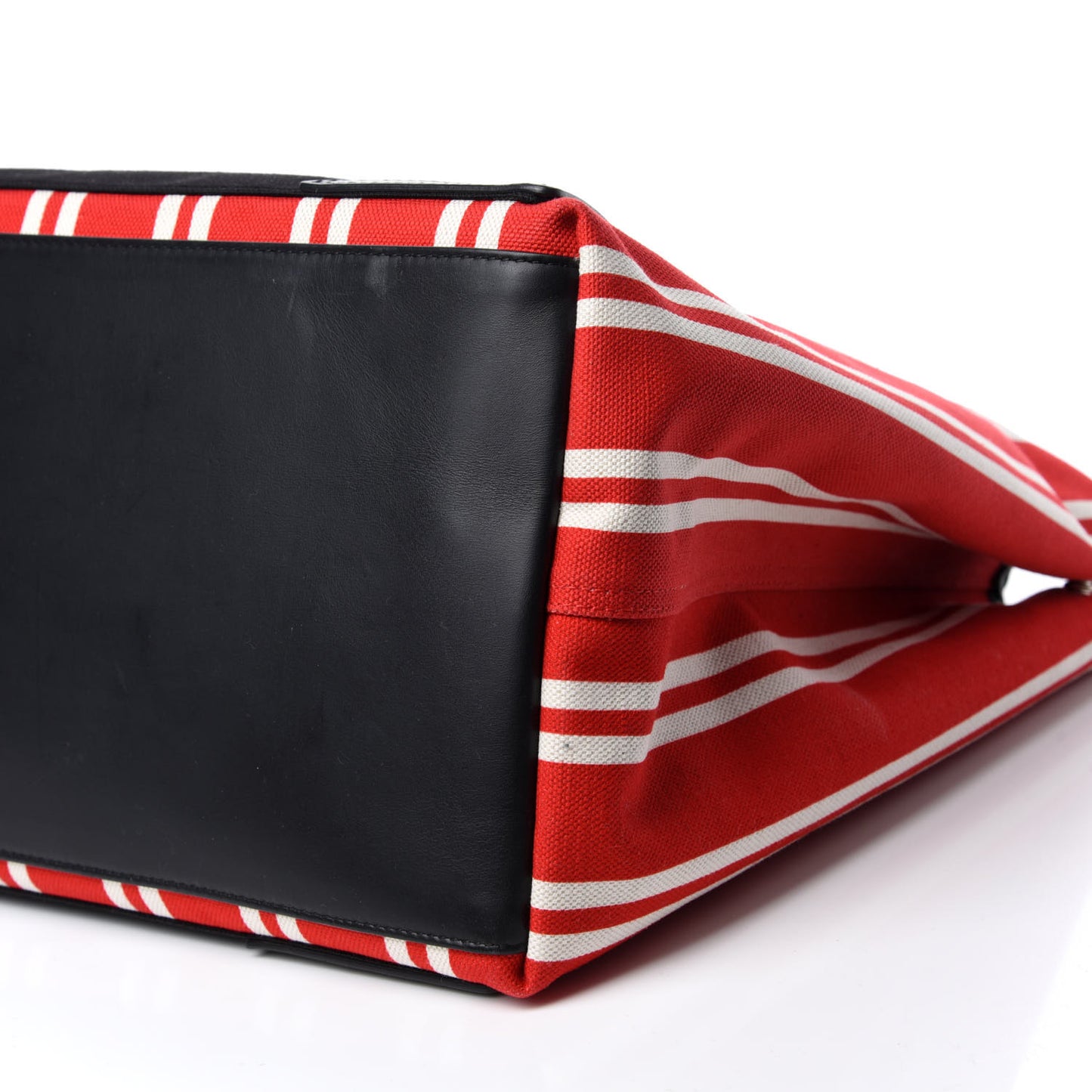 Canvas Navy Striped Cabas M Red