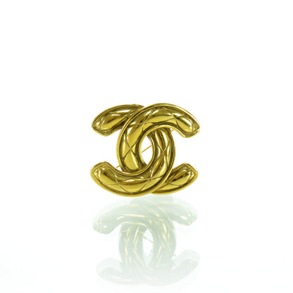 Chanel Quilted CC Brooch Gold 1 of 3