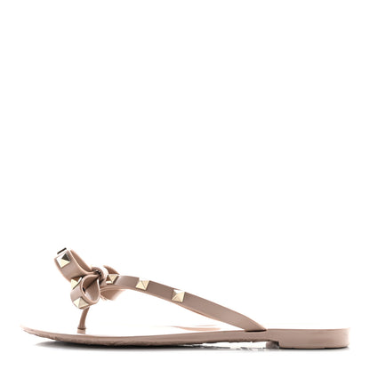 Valentino Garavani PVC Jelly Rockstud Bow Thong Sandals 36 Poudre 1 of 11