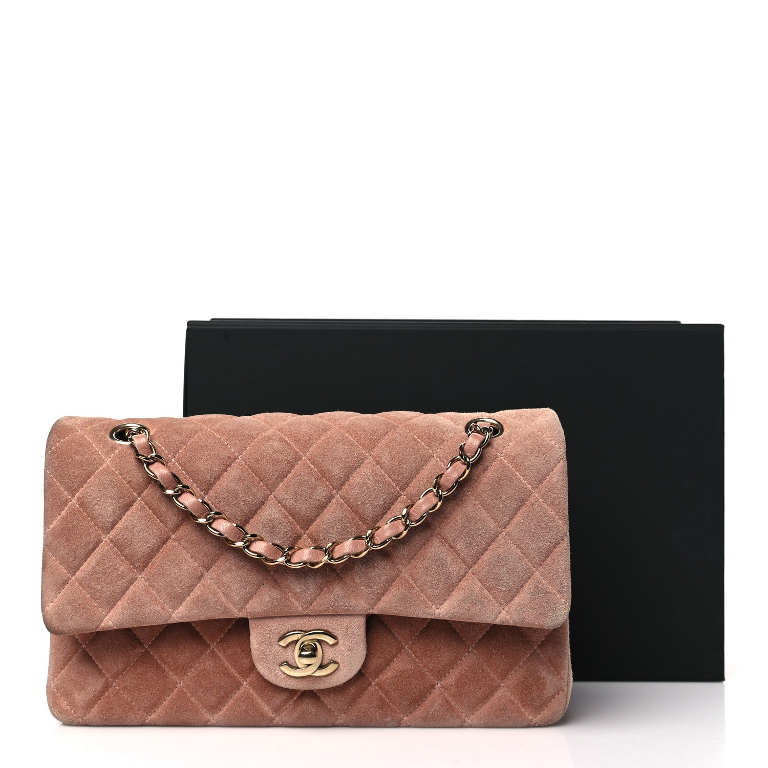 Chanel Suede Quilted Medium Double Flap Light Pink 14 of 14