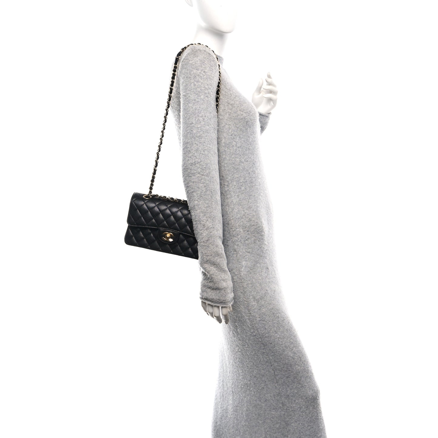 Caviar Quilted Small Double Flap Black