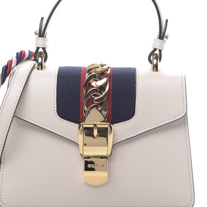 Gucci Calfskin Mini Sylvie Top Handle Bag White 8 of 10