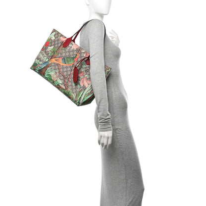 Gucci GG Supreme Monogram Tian Medium Shopping Tote Beige Multicolor Red 2 of 11