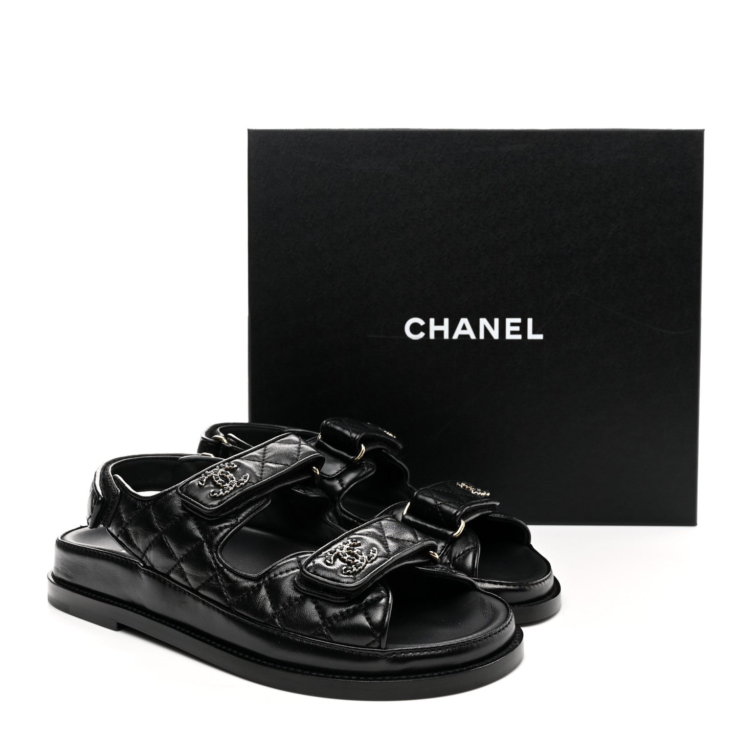 Lambskin Velcro Dad Sandals 37.5 Black
