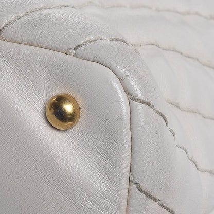 Chanel Calfskin Surpique Chevron Tote White 12 of 16