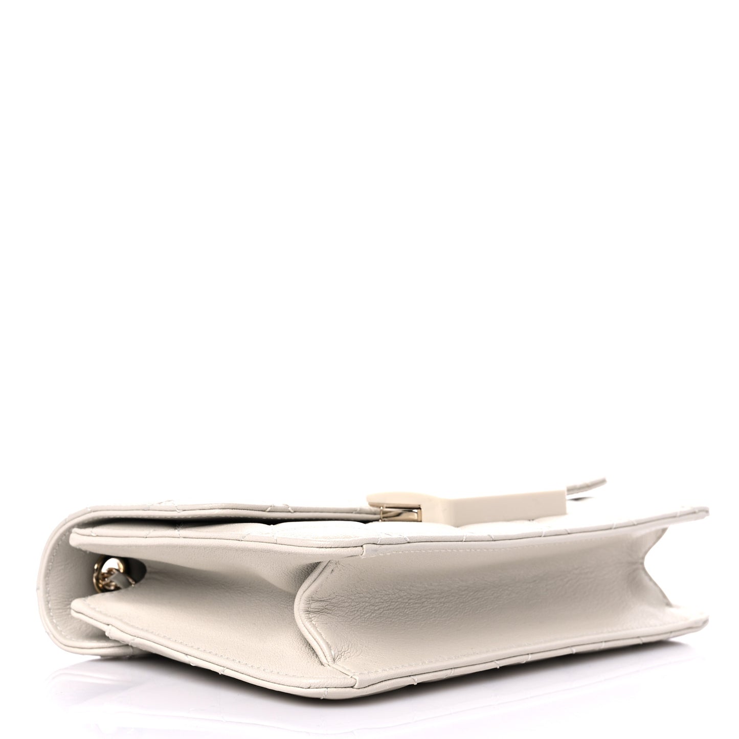 Sheepskin Quilted Mini Beauty Lock Flap White