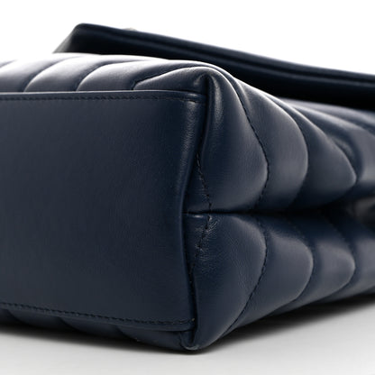 Saint Laurent Calfskin Y Quilted Monogram Small Loulou Chain Satchel Denim Blue 11 of 16