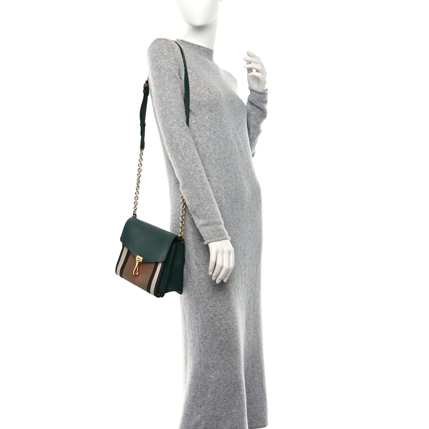 Derby Calfskin House Check Small Macken Crossbody Bag Green