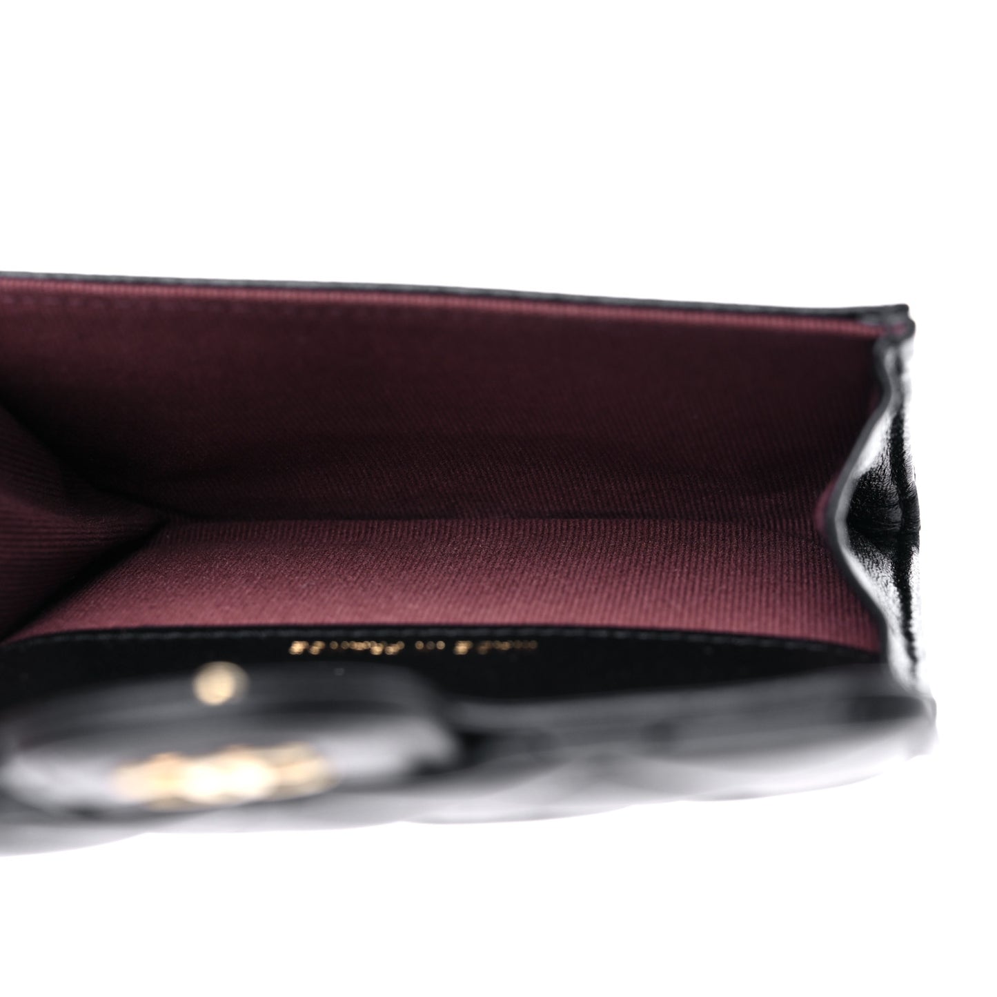 Lambskin Quilted Flap Card Holder Wallet Black