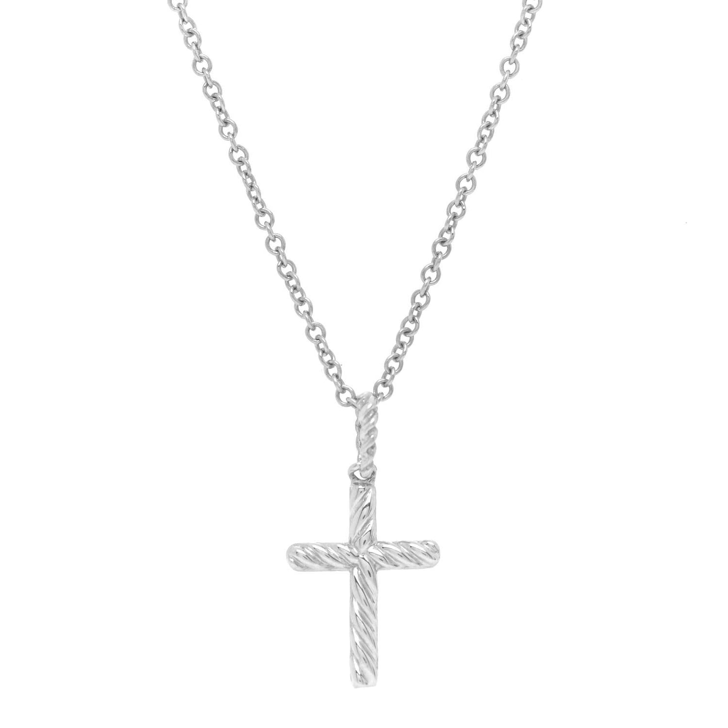 18K White Gold Diamond Cable Collectibles Cross Necklace
