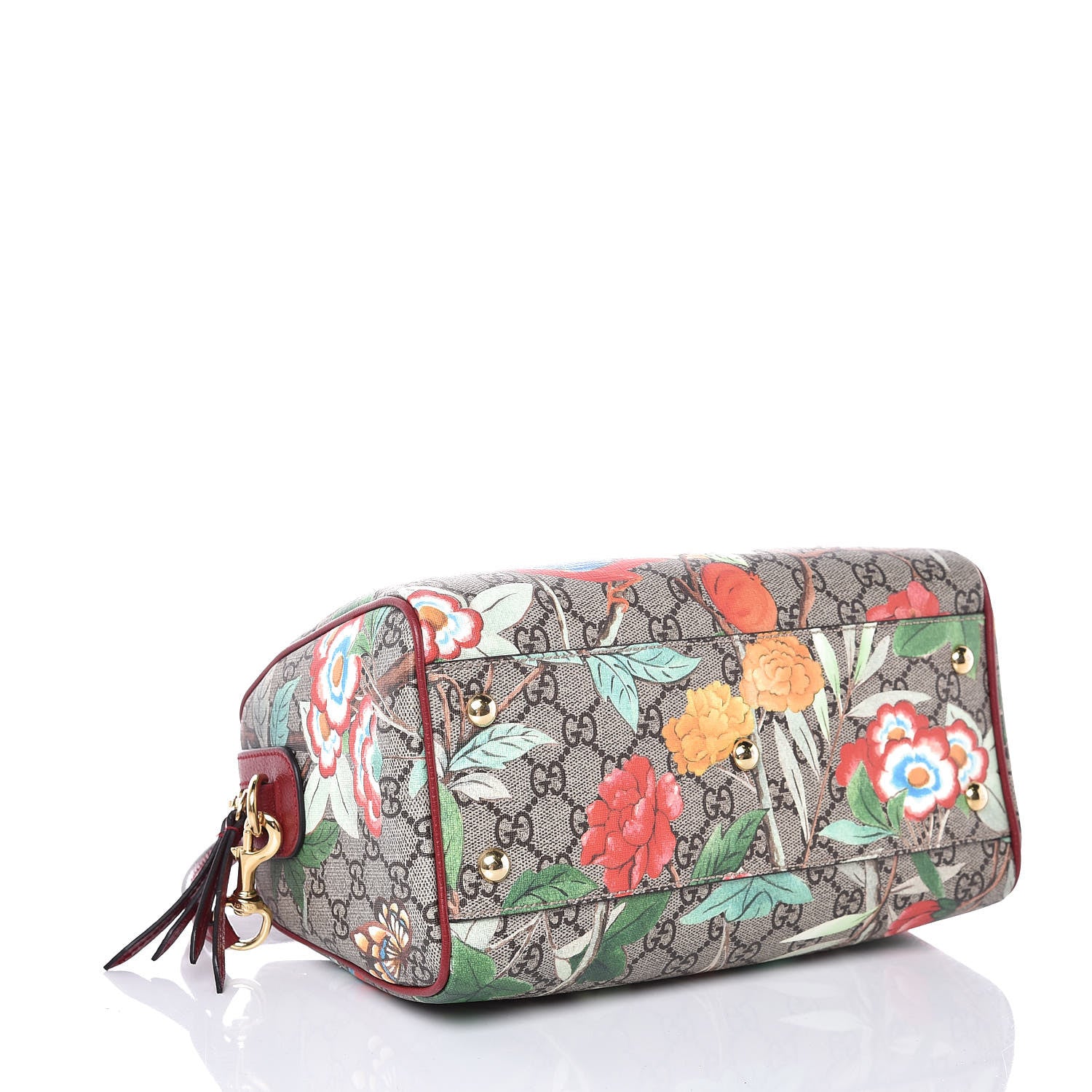 Gucci GG Supreme Monogram Tian Small Boston Beige Multicolor Red 4 of 7